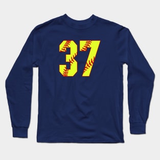 Fastpitch Softball Number 37 #37 Softball Shirt Jersey Uniform Favorite Player Biggest Fan Long Sleeve T-Shirt